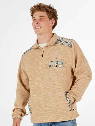 Simply Southern Men's Wesley Quarter Zip Pullover Camo Latte