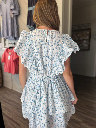 Simply Southern Blue Daisy Tiered Dress