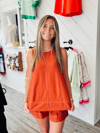 Rust Stitch Detail Tank