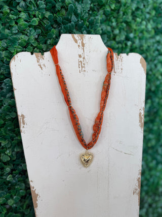 Saffron Heart Scarf Necklace