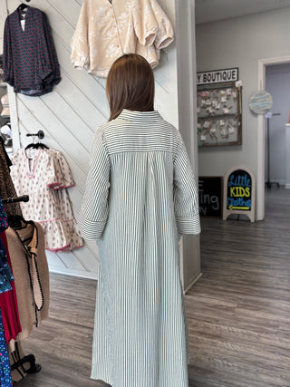 Sage Stripe Breeze Midi Dress