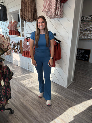 Simply Southern Flare Legging – Dark Blue