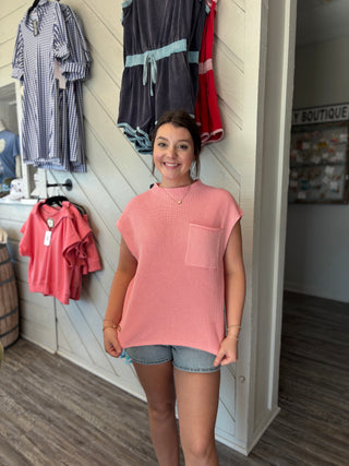 Simply Southern Sweater Top in Coral