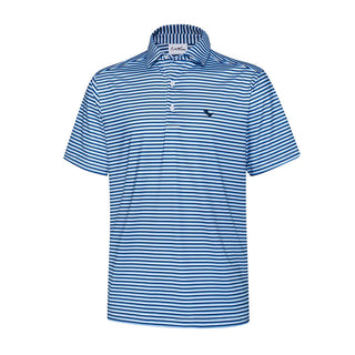 Autilove Men's Performance Polo in Navy Blue/Grey/White Stripes