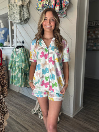 Multicolored Coquette Bows Matching Loungewear Set