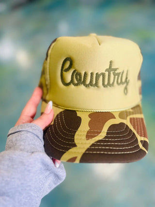 Country Rope Embroidery Trucker Hat – Camo