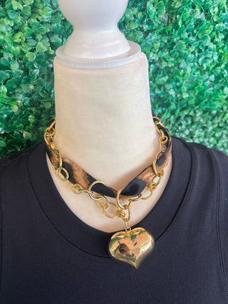Golden Luxe Heart Scarf Necklace
