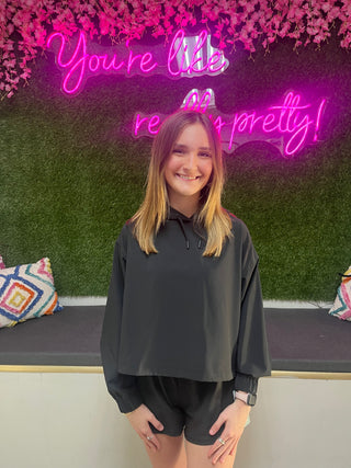 Southern Shirt Company Womens Hybrid Cropped Hoodie in Deep Space