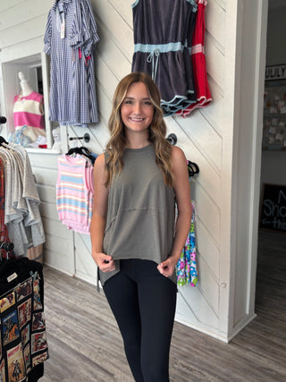 Flowy Activewear Tank- Charcoal