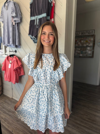 Simply Southern Blue Daisy Tiered Dress