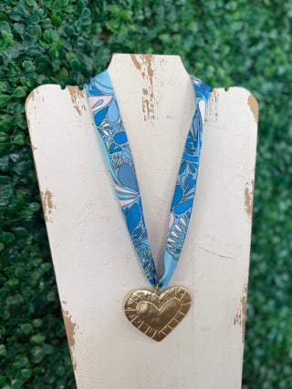Ocean Bloom Heart Scarf Necklace