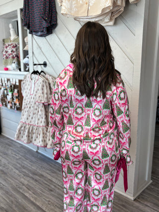 Simply Southern Holiday Pj Set Bows and Trees