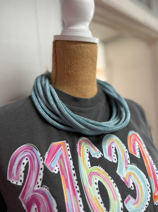 Slub 8-Strand Necklace Light Blue