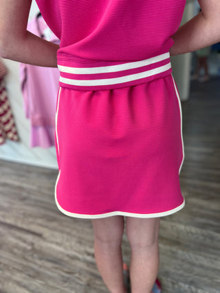 Sporty Pink Ribbed Skort