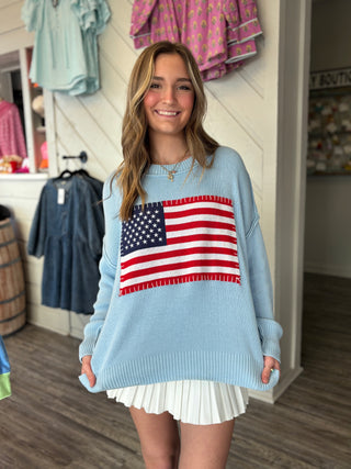 Simple Southern USA Sweater in Surf