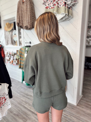 Cozy Core Fleece Lounge Set – Dark Olive