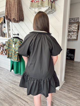 Sporty Chic Puff Sleeve Mini Dress