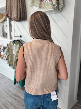 Knotted Charm Sleeveless Sweater Top