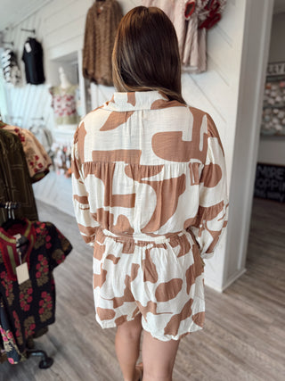 Meet Me in Santorini Terracotta Drift Button Down Romper