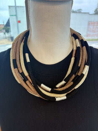 Make a Statement 8-strand Necklace in Black Multi