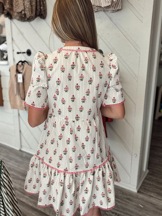Mary Square Adeyn Dress Cottage Stripes Tan