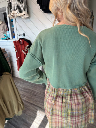 Hunter Green and Plaid Top