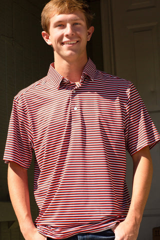 Autilove Men's Performance Polo in Athens Home Team 3 Stripe