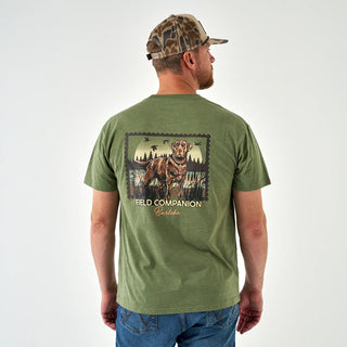 Burlebo Short Sleeve Tee - Duck Dog Stamp - Heather Olive