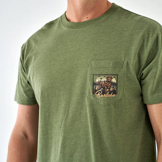Burlebo Short Sleeve Tee - Duck Dog Stamp - Heather Olive