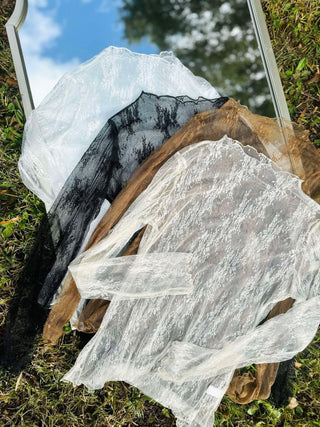 Sheer Lace Long Sleeve Tops