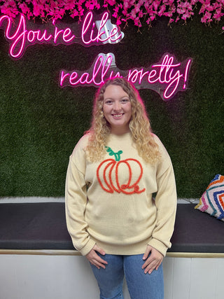 Pumpkin Glitter Pullover Top