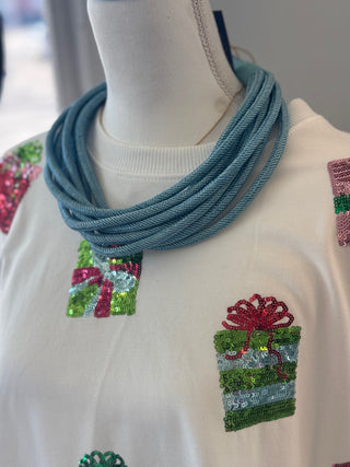 Slub 8-Strand Necklace Light Blue