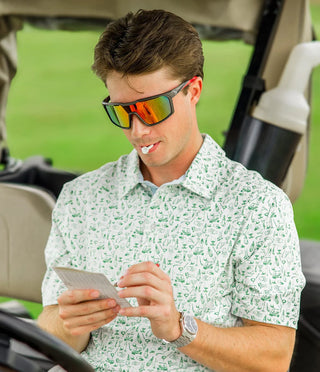 Southern Shirt Company Tapped In Printed Polo - Meadow