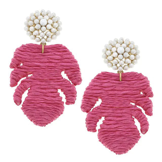Natalie Raffia Palm Leaf Pearl Drop Earring