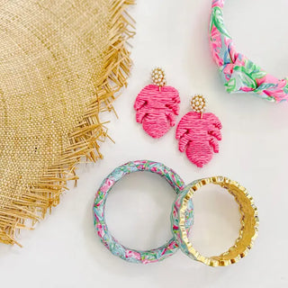 Natalie Raffia Palm Leaf Pearl Drop Earring