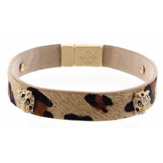 MINI JAGUAR HEADS ON CHEETAH HAIRON BRACELET
