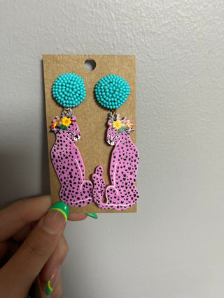 Cheetah Darlin' Earrings in Pink