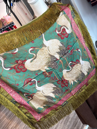 Enchanted Crane Fringe Scarf