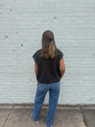 Charcoal Whipstitch Sweater Vest