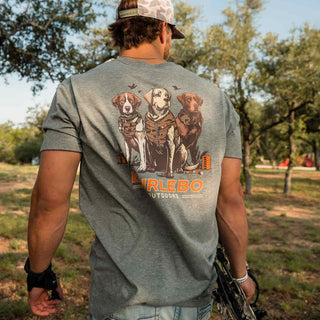 Burlebo Short Sleeve Tee - Camo Duck Dogs - Dark Heather Grey