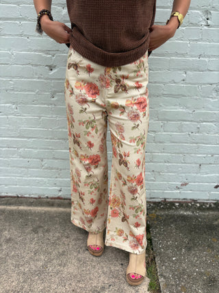 Vintage Bloom Wide-Leg Pants