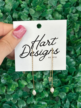 Delicate Pearl Threader Earrings