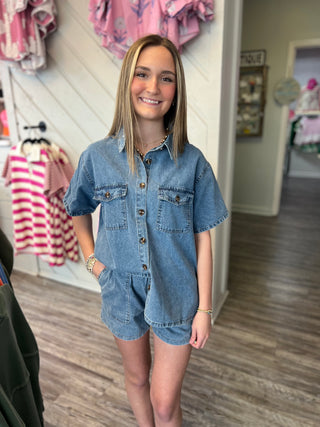 Denim Duo Button-Up Top