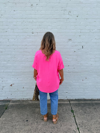 Neon Fuchsia Easy Breezy Airflow Top