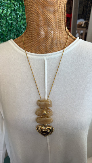 Golden Bloom Heart Pendant Necklace