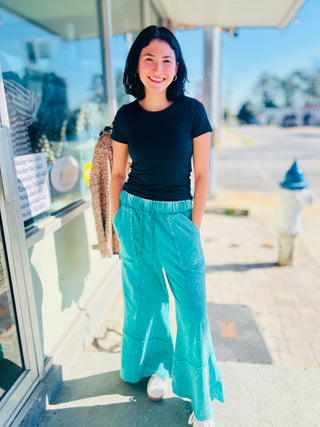 Off Duty Acid Wash Flare Pants