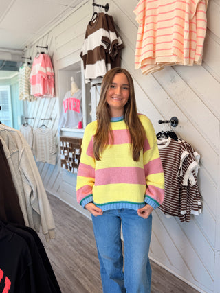 Pretty in Pink Stripe Knit Sweater