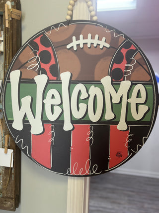 Red and Black Football Door Hanger