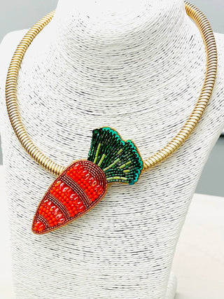 Beaded Carrot Statement Necklace