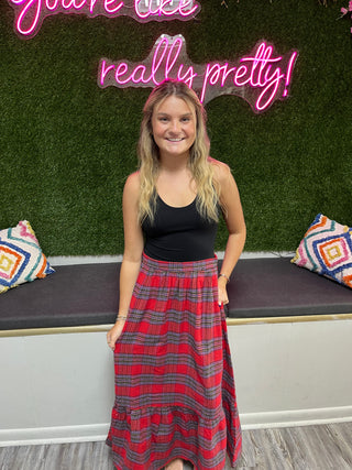 Festive Plaid Maxi Skirt